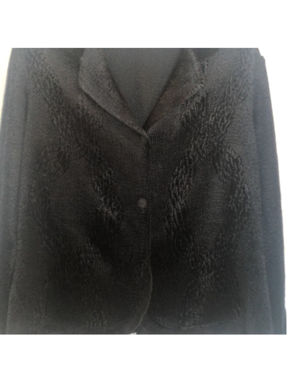 CHICOS Sz 3 Elegant Black Women's Cardigan Jacket PREWORN Pit to Pit 23 1/2" - Picture 6 of 15